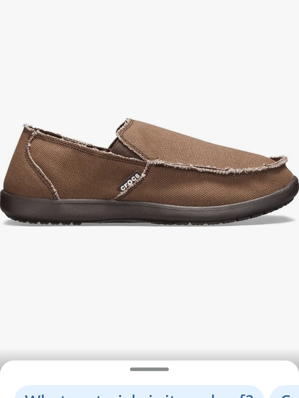 CROCS Men’s Brown Canvas Slip-On with Frayed Trim